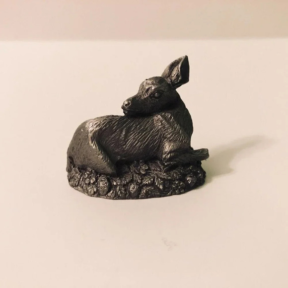 1981  Jane Lunger Pewter The Fawn Franklin Mint Woodland Animal Mini Figurine - Picture 3 of 9